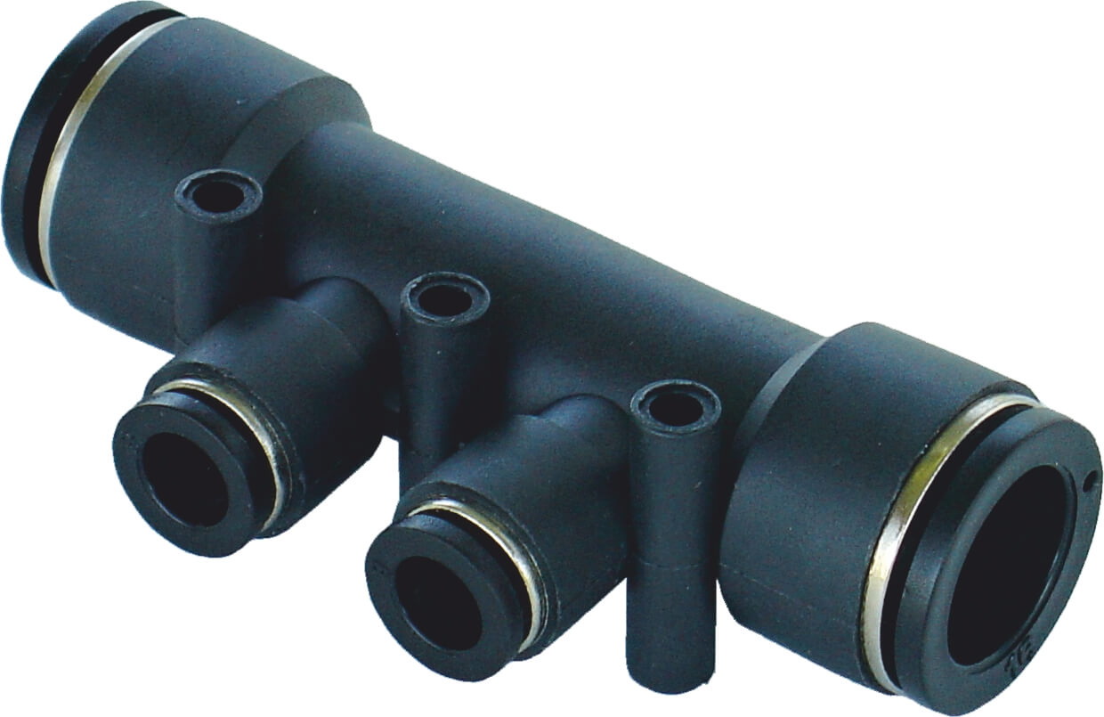 T-Stück Schnellkupplung PUSH 16-8-8-16mm aus Kunststoff für Rohr Ø 16 und 8 mm im ensav e-Shop