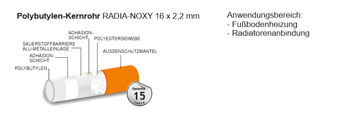 Aufbau Rohr mit 4-Schichten Aufbau NOXY PB Ø16 x 2,2 mm Weiss oder Orange im ensav e-Shop online kaufen