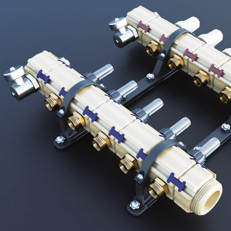 Kunststoffverteiler für Deckenkühlung 1 – 4 l/m