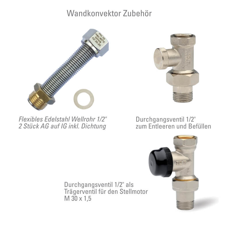 Wandkonvektor Zubehör Wasseranschluss