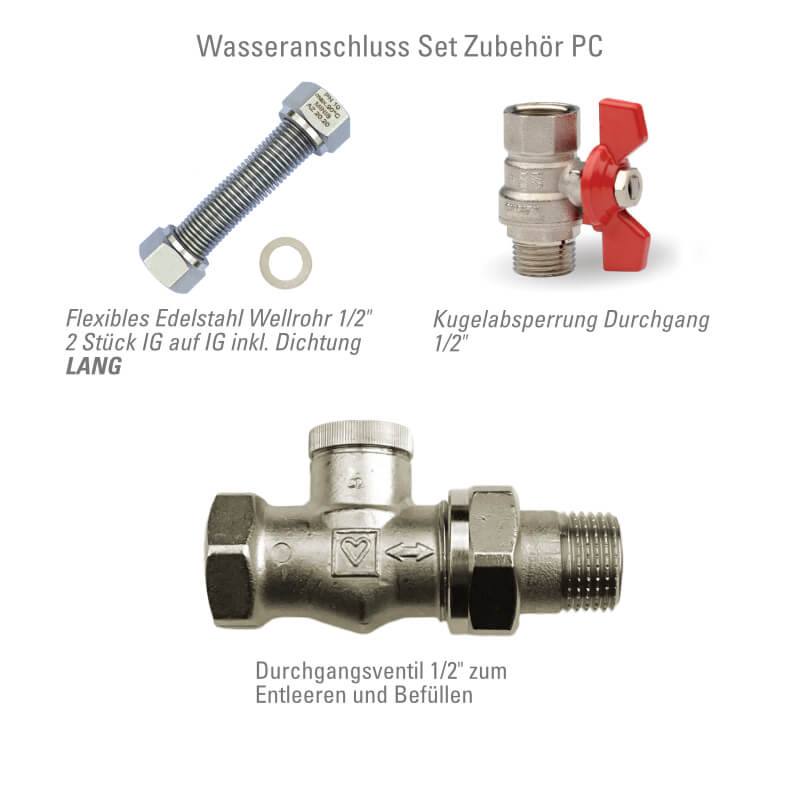 Wasseranschluss Set PC Unterflurkonvektor ohne Motor