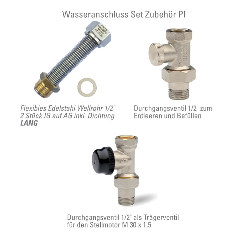 Wasseranschluss Set PI Unterflurkonvektor mit Motor