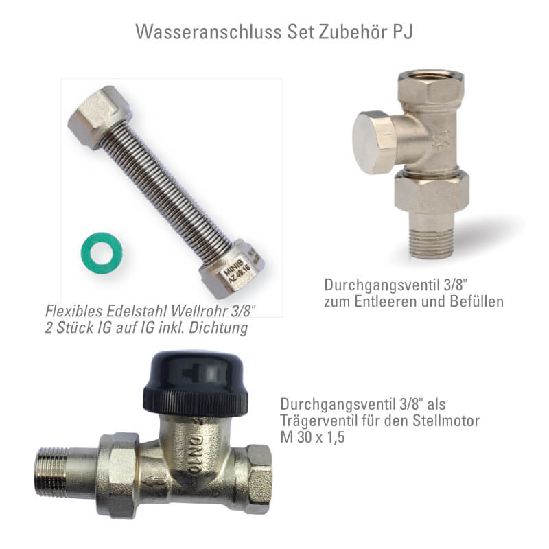 Wasseranschluss Set PJ Unterflurkonvektor mit Motor
