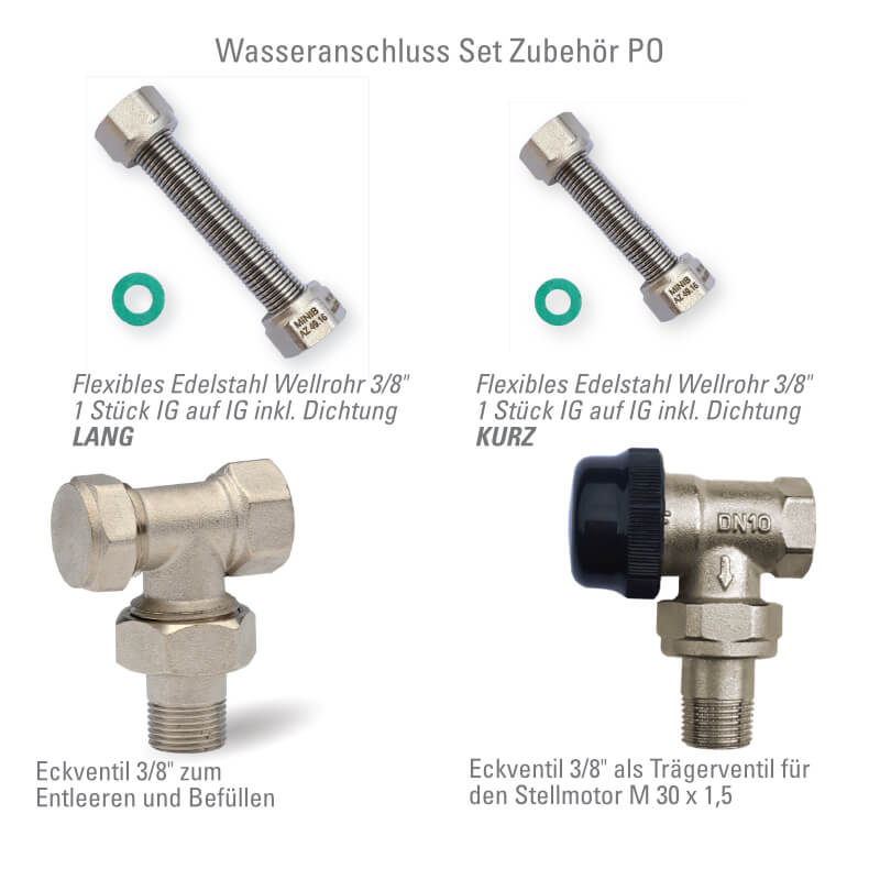 Wasseranschluss Set PO Unterflurkonvektor mit Motor