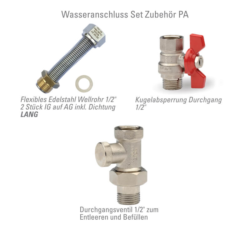 Wasseranschluss Set PA Unterflurkonvektor ohne Motor