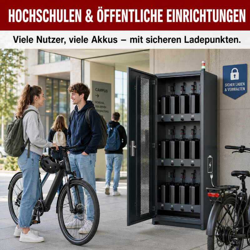 Akkus sicher laden und lagern 6 Akkus sicher laden und lagern für Hochschulen und Öffentliche Einrichtungen