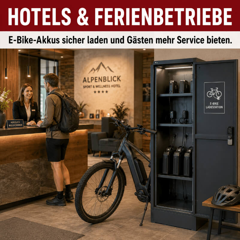 Akkus sicher laden und lagern 4 Akkus sicher laden und lagern für Hotels und Ferienbetriebe