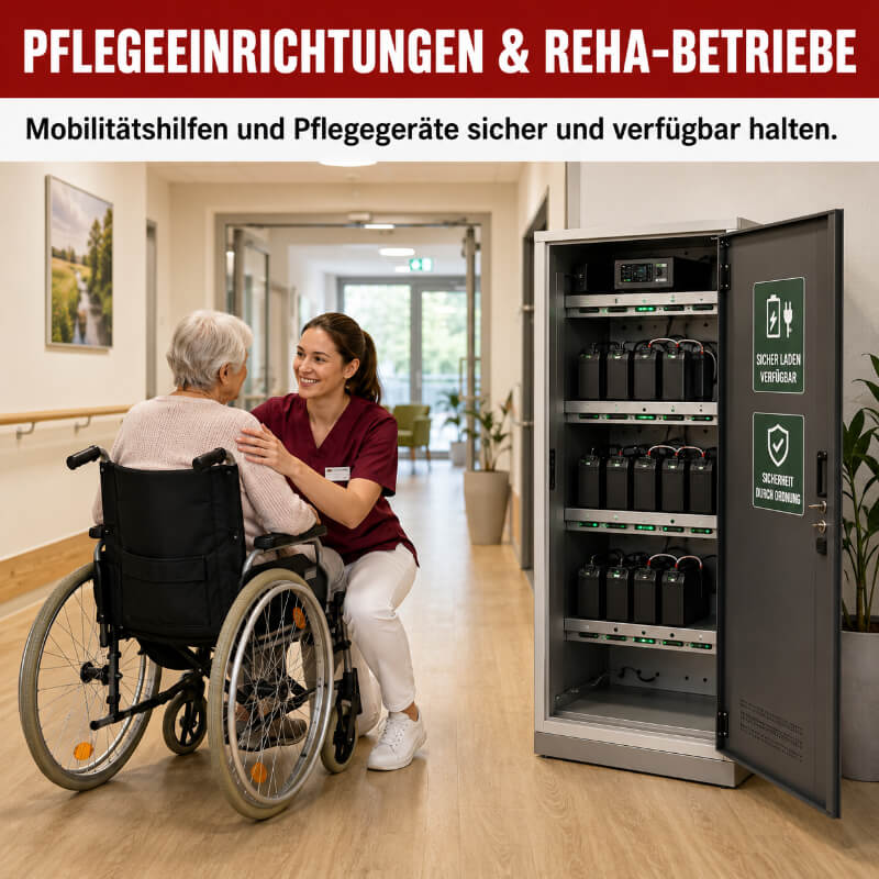 Akkus sicher laden und lagern 7 Akkus sicher laden und lagern für Pflegeeinrichtungen und Reha-Betriebe