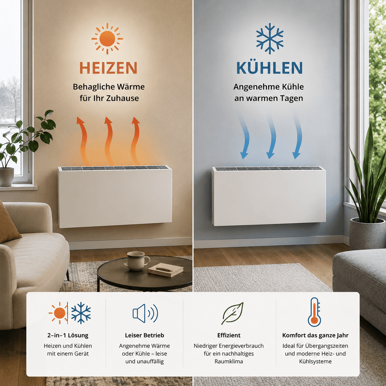 Wandkonvektor statt Heizkörper: Ideal für Wärmepumpe 3 Wandkonvektor statt Heizkörper zum Heizen und Kühlen