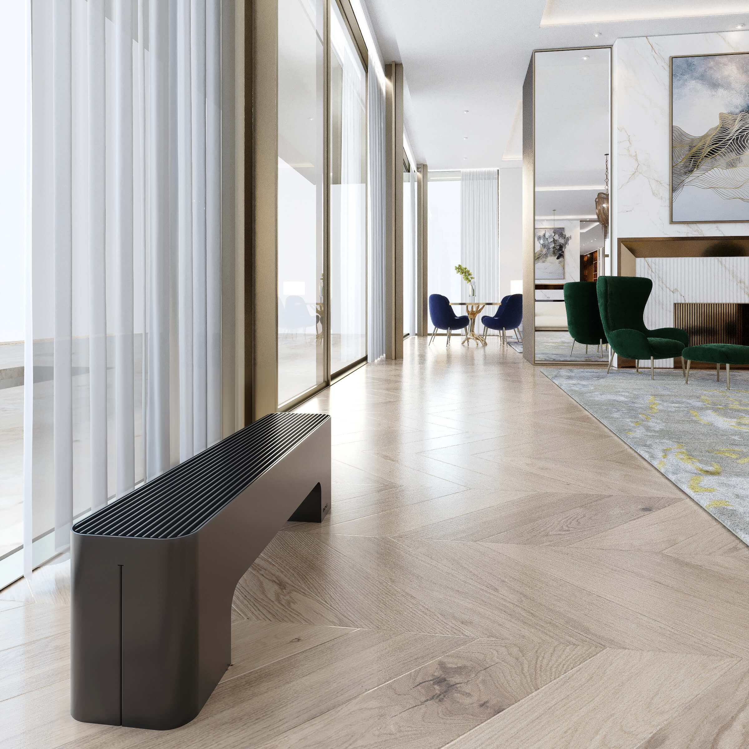 eno-Boki Aura Scandi elektrisch bis 940 W RAL7016=Anthrazitgrau, 100cm